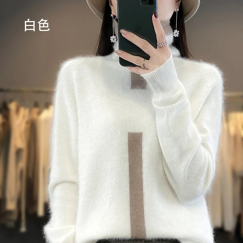 
                  
                    MOUNT Lafarvie Mink Cashmere Turtleneck Sweater Women Autumn Winter Coloth Soft Warm Jumper Pull...
                  
                