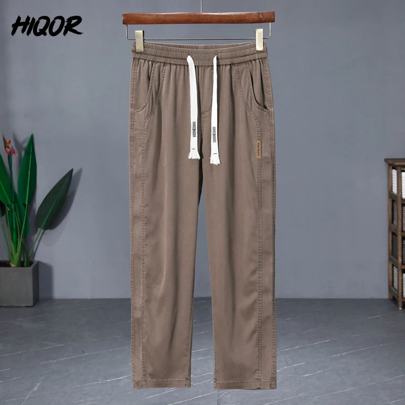 
                  
                    HIQOR Brand Men's Clothing Ice Silk Straight Trousers For Men Summer New In Thin Casual Pants Man Elastic Breathable Sweatpants
                  
                