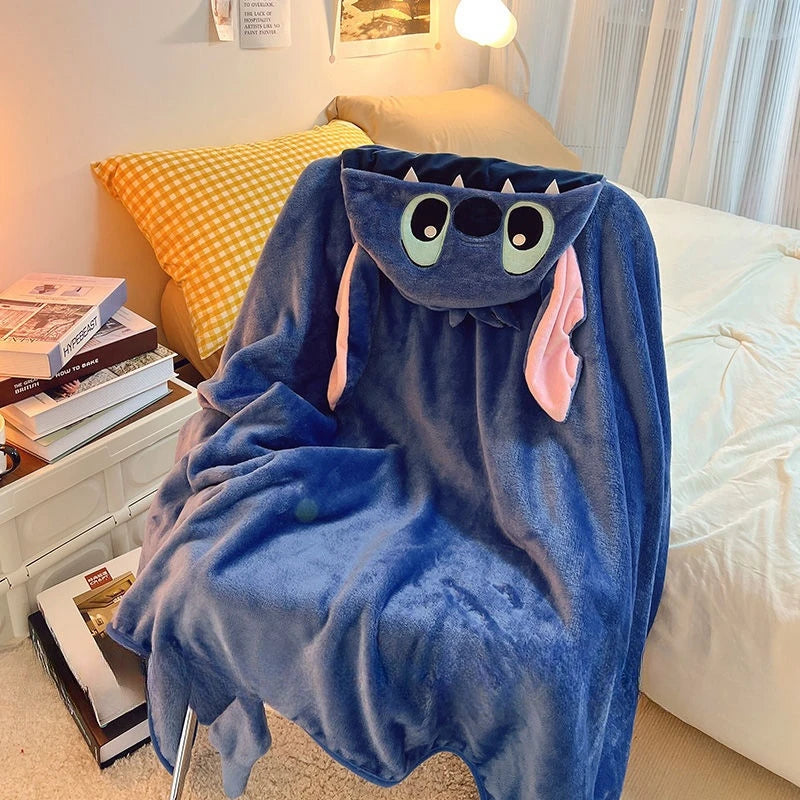 
                  
                    Stitch Hooded Cloak Blanket Cartoon Anime Thickened Big Blanket With Hat Stitch Warm Blanket Student Office Nap Blanket Girl
                  
                