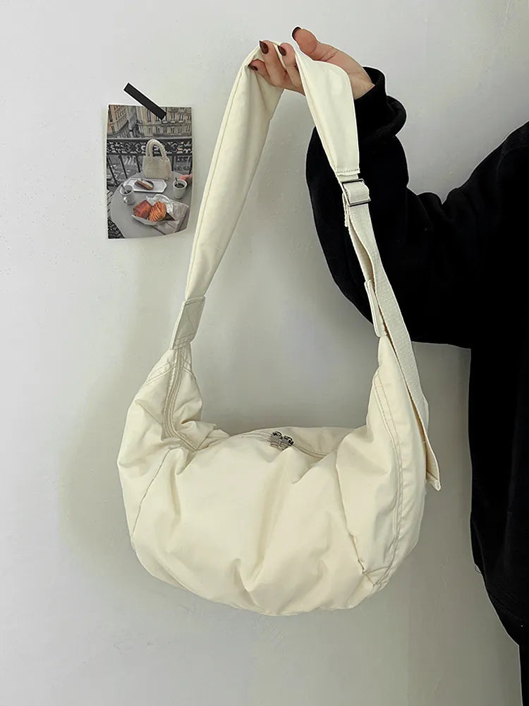 Women's Crossbody Hobo Bags Fluffy Canvas Shoulder Bag Large Capacity Casual Sport Handbags Female Travel School Messenger Bag - MOUNT