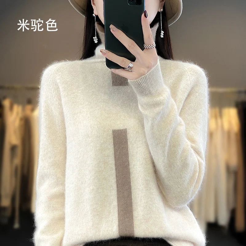 
                  
                    MOUNT Lafarvie Mink Cashmere Turtleneck Sweater Women Autumn Winter Coloth Soft Warm Jumper Pull...
                  
                