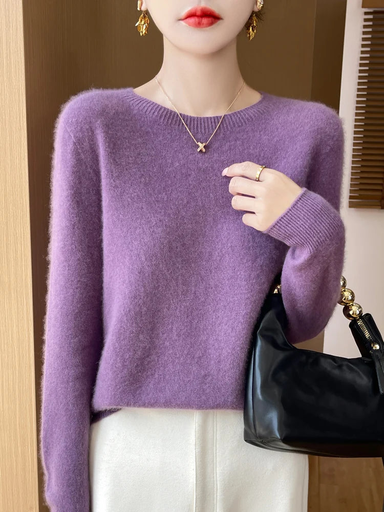 
                  
                    MOUNT Autumn Winter Women Clothing O-Neck Pullover 100% Merino Wool Sweater New Fashion Cashmere...
                  
                