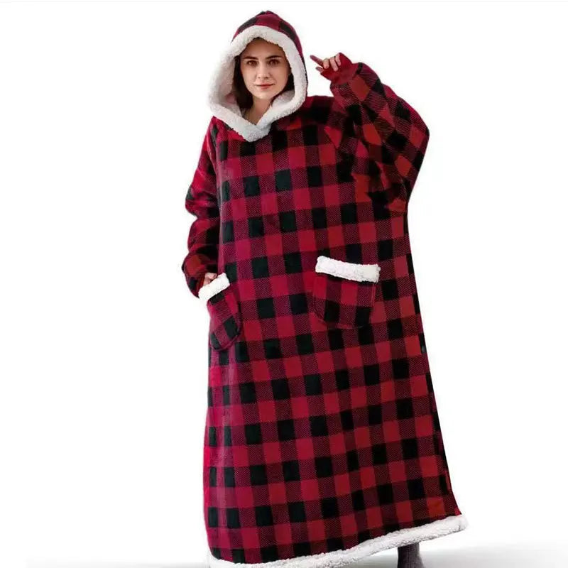 
                  
                    180cm Super Long Flannel Blanket Pyjamas with Sleeves Winter Hoodies Sweatshirt Women Men Pullover Fleece Giant Oversized Outdoo
                  
                