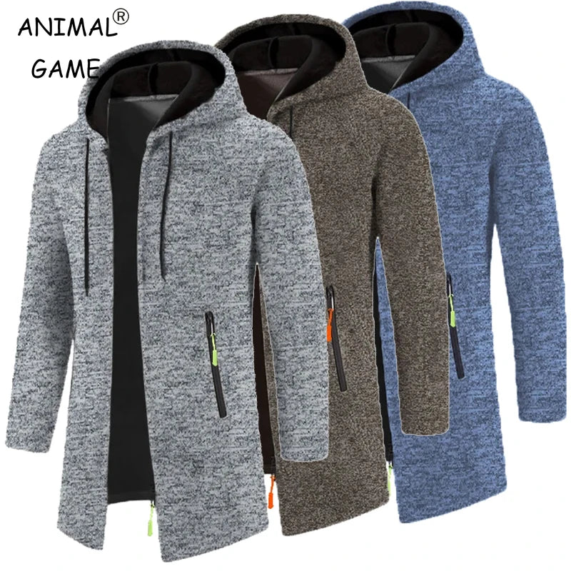 Sweatwear Men's Hoodies Long Sleeve Sweatshirts for Men Zipper Hooded Mens Oversize Winter Top Jacket Coat Black Sweater