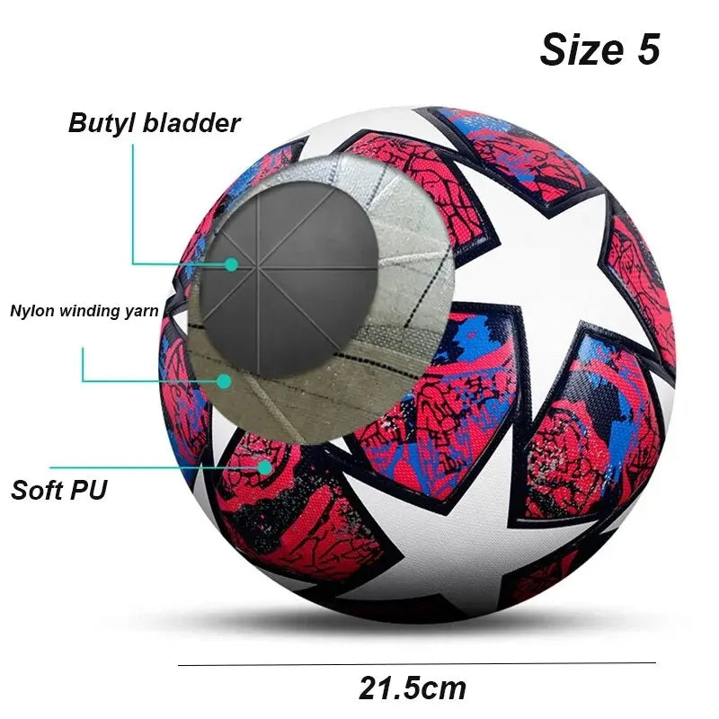 
                  
                    Soccer Ball Official Size 5 Three Layer Wear Rsistant Durable Soft PU Leather Seamless Football Team Match Group Train Game Play - MOUNT
                  
                
