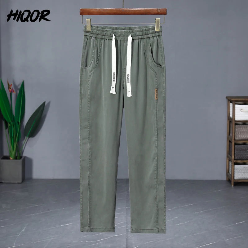 
                  
                    HIQOR Brand Men's Clothing Ice Silk Straight Trousers For Men Summer New In Thin Casual Pants Man Elastic Breathable Sweatpants
                  
                