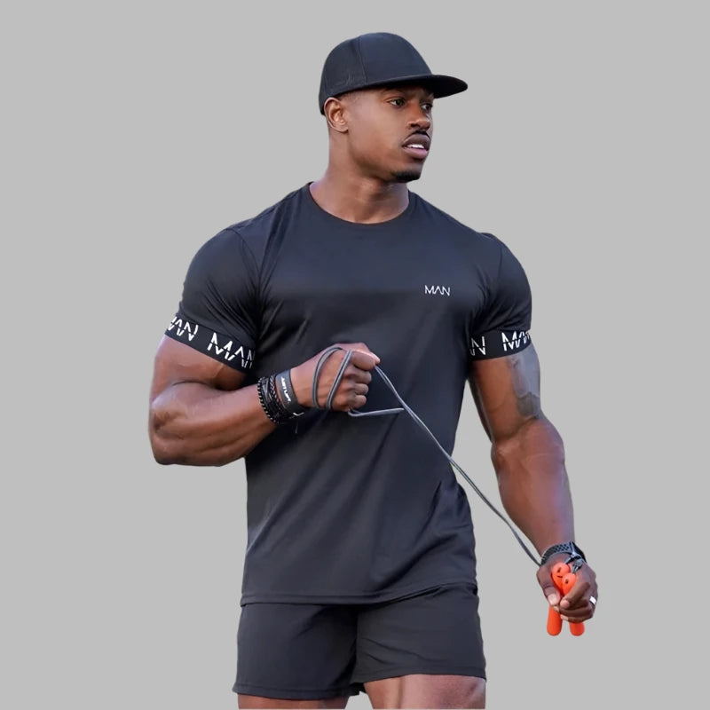 MOUNT New summer Shirt Men Short Sleeve quick-drying Gym T-Shirt  Running Fitness Tops Streetwear...