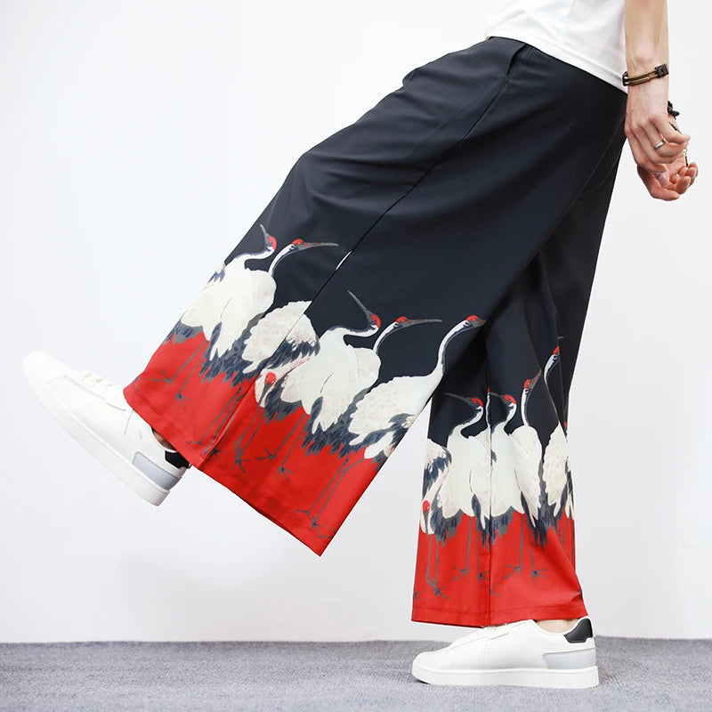 
                  
                    New Japanese Loose Mens Wied Leg Pants Casual Trousers Oversized Elastic Waist Jogging Pants Women Men Fashion Sweatpants
                  
                