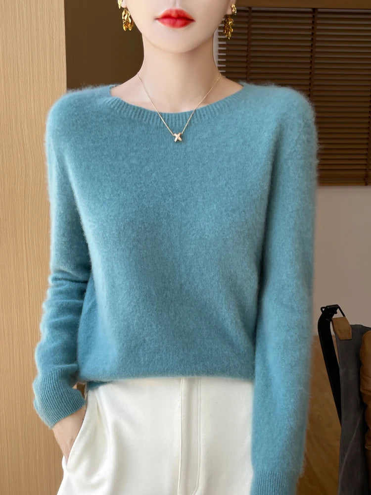 
                  
                    MOUNT Autumn Winter Women Clothing O-Neck Pullover 100% Merino Wool Sweater New Fashion Cashmere...
                  
                