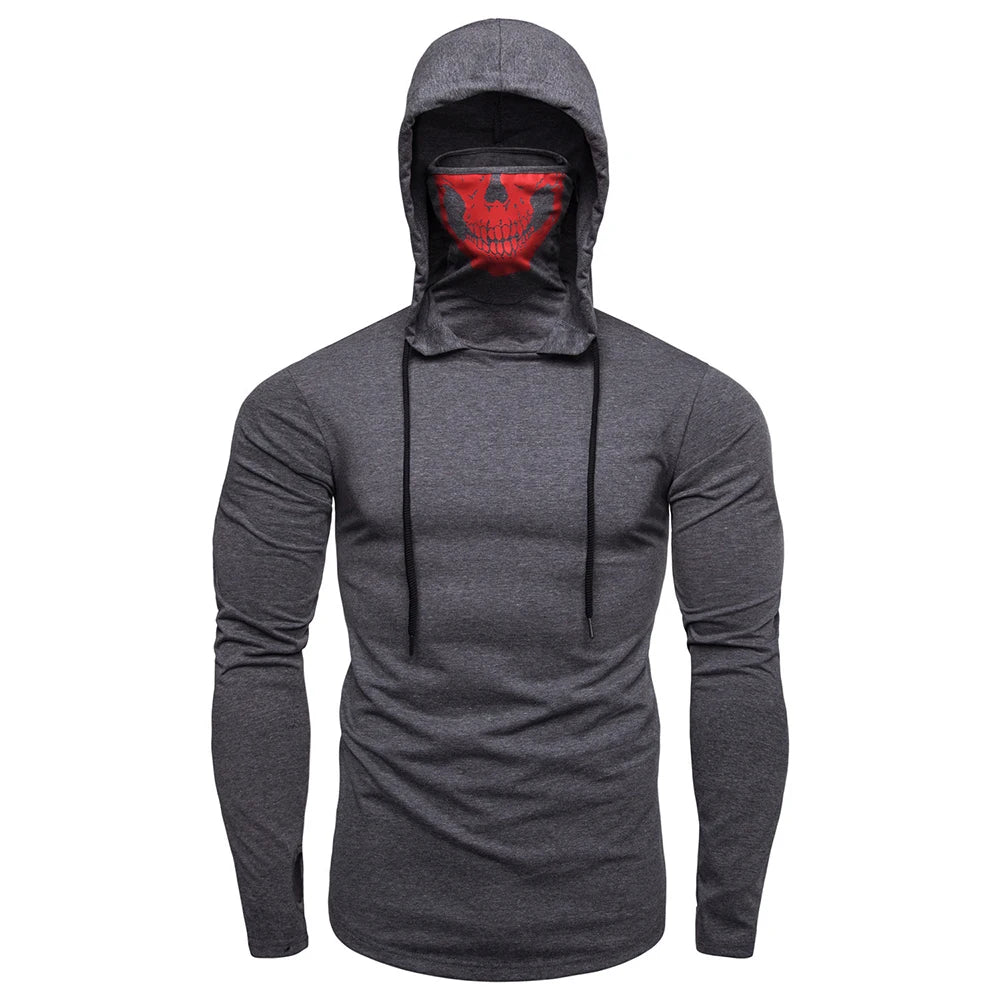 
                  
                    Factory Direct Sales Solid Color Sport Leisure Fitness Mask Skull Print Sweatshirt Men's Thin Sweater Hooded Long-sleeved Hoodie - MOUNT
                  
                