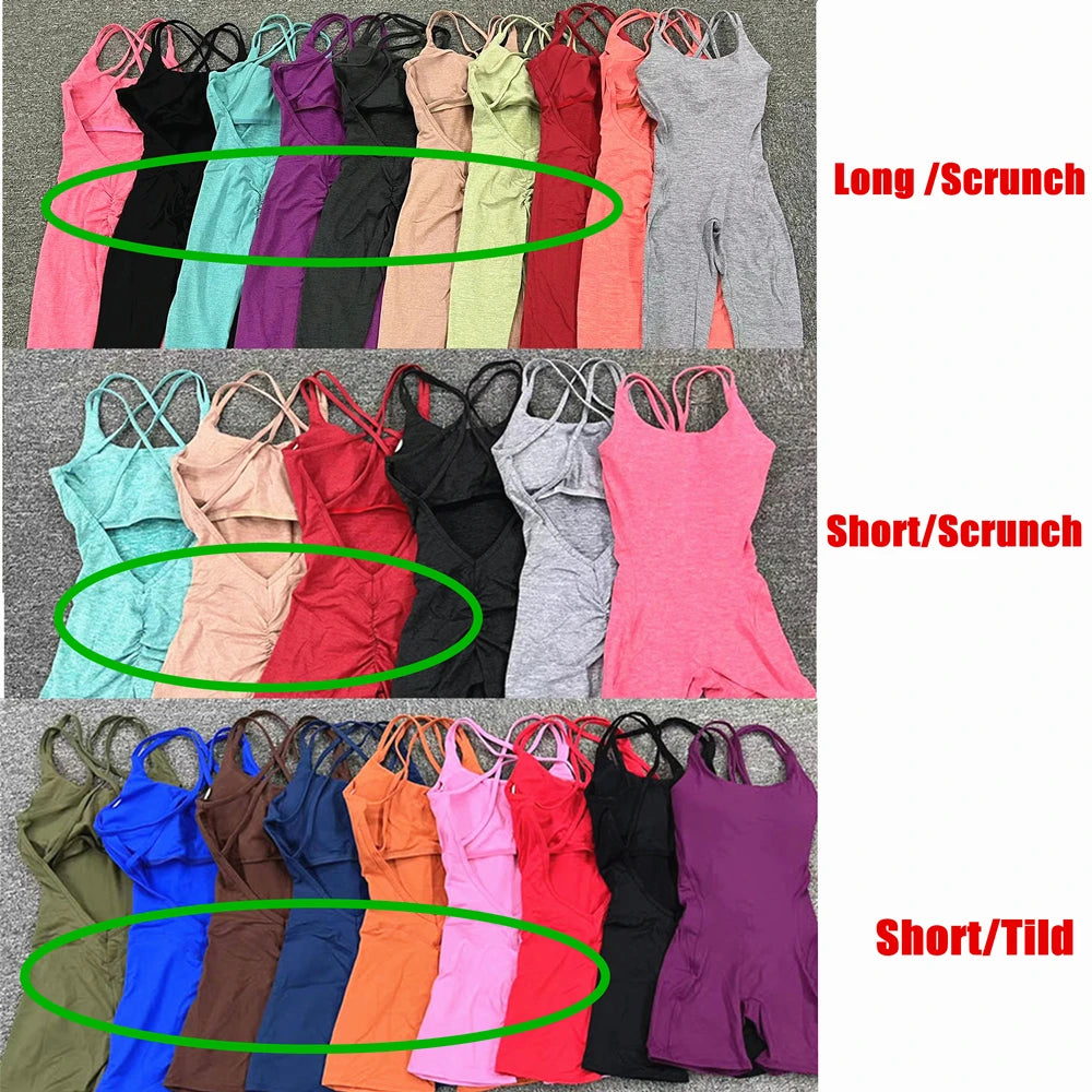 
                  
                    Pad Cross Back Women 2024 Lycra Fitness Gym One Piece Jumpsuit Leggings Workout Pant Female Shorts Active Wear Sport Outfit Suit
                  
                