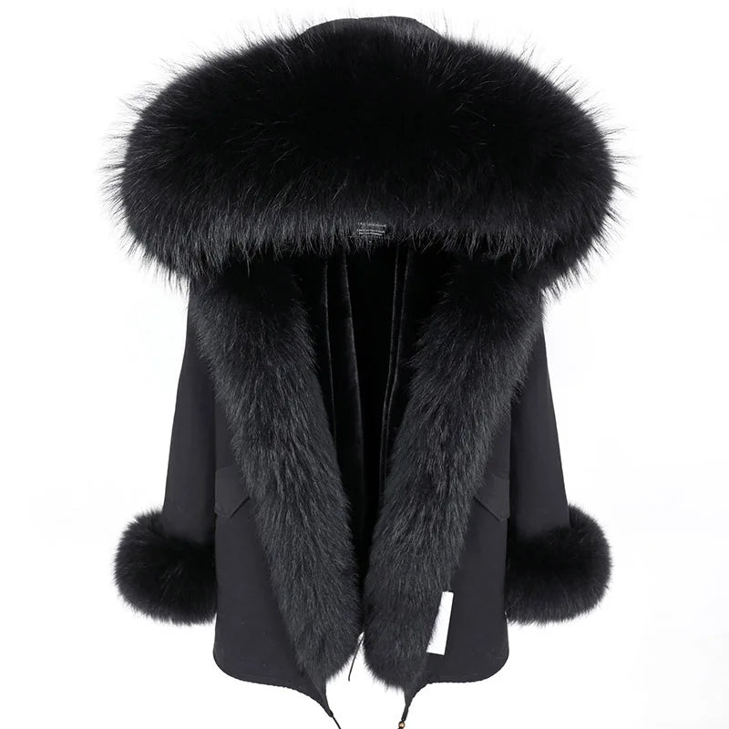 
                  
                    MOUNT MaoMaoKong Natural Real Fox Fur Jacket Hooded Black Waterproof Woman Winter Warm Coat...
                  
                