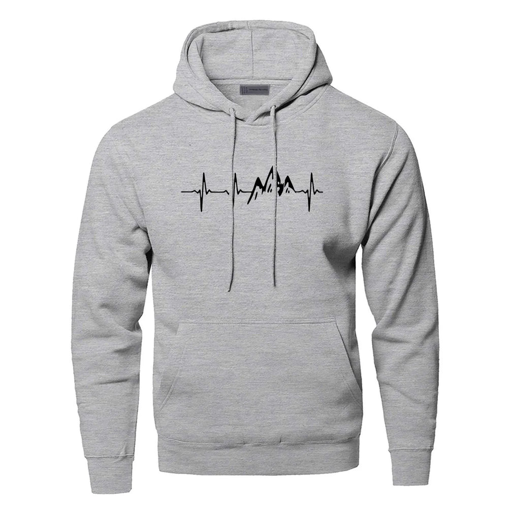 
                  
                    Men's Mountain Heartbeat Print Hoodies Sweatshirt Spring Autumn Long Sleeve Hooded Sweatshirt Black Gray Hoodie Sportswear
                  
                