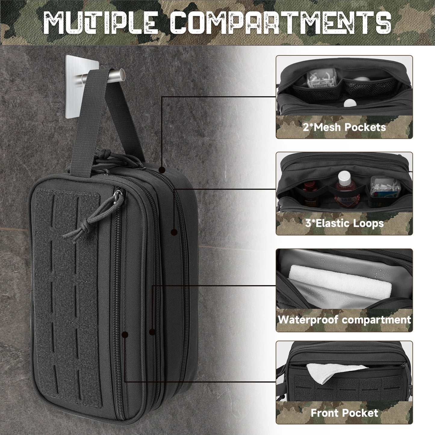 
                  
                    MOUNT QT&QY Tactical Swimming Toiletry Bag For Men Hygiene Bag Tool Molle Small Dopp Kit Mens...
                  
                