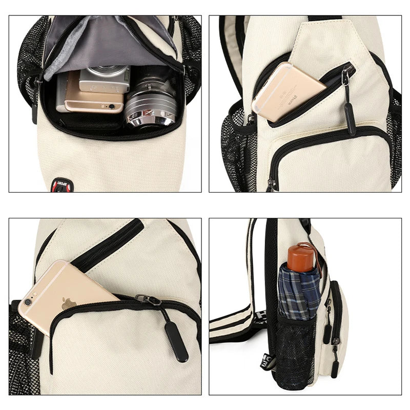 
                  
                    Polarshe Travel Men Chest Shoulder Bag With Earphone Hole Sports Chest Bag Crossbody Mini Women Belt Bag Multi-Function Backpack
                  
                