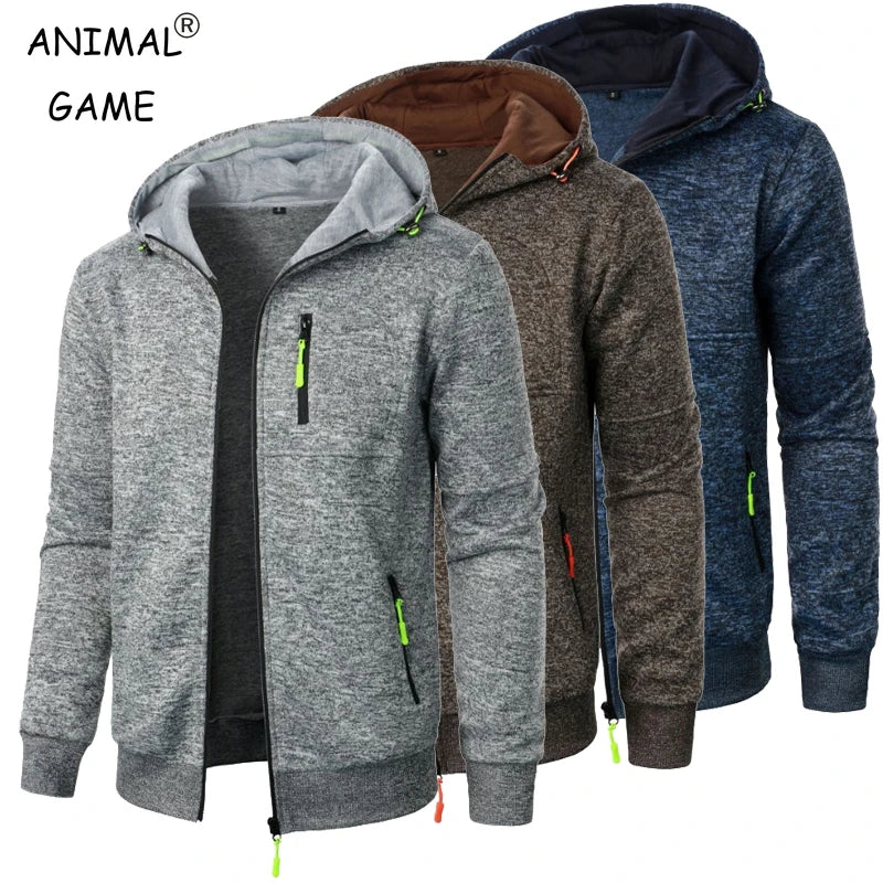 MOUNT New Streetwear Men's Long Sleeve Sweatshirts for Men Zipper Hooded Oversize Winter Warm...