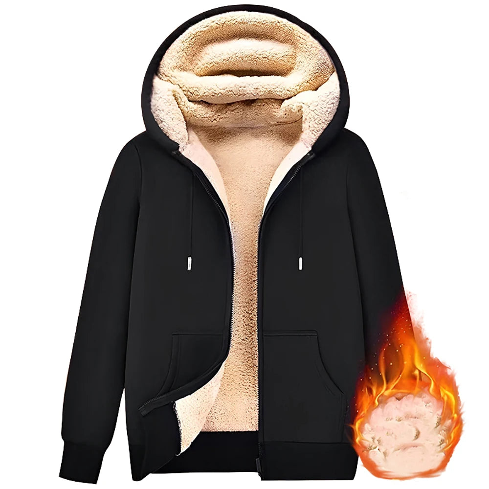 
                  
                    MOUNT Trendy Sweatshirt Coat Front Pockets Warm Zipper Lamb Wool Jacket  Men and Woman Winter Pure Color Plush Lined Cardigan Hoodie
                  
                