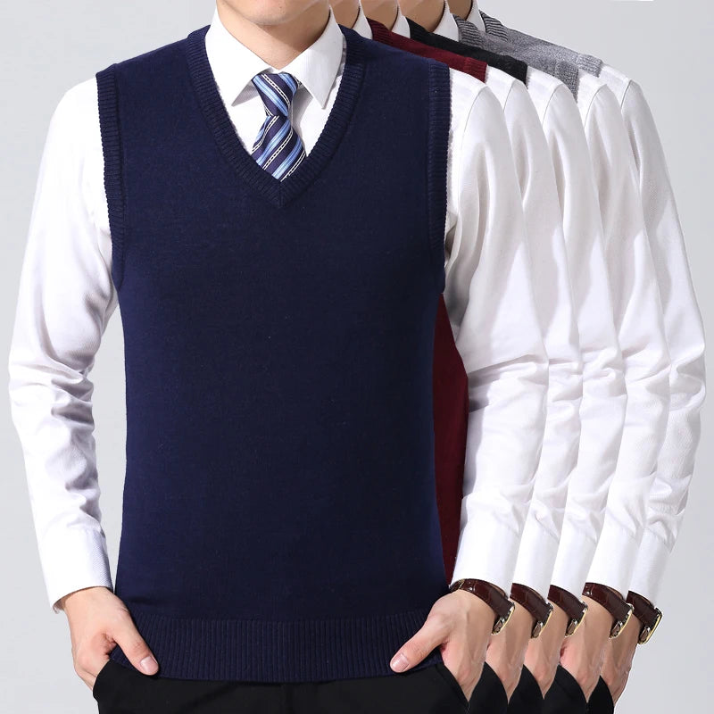 MOUNT Men's Casual Sweater Vest Warm and Comfortable Vest in Autumn and Winter