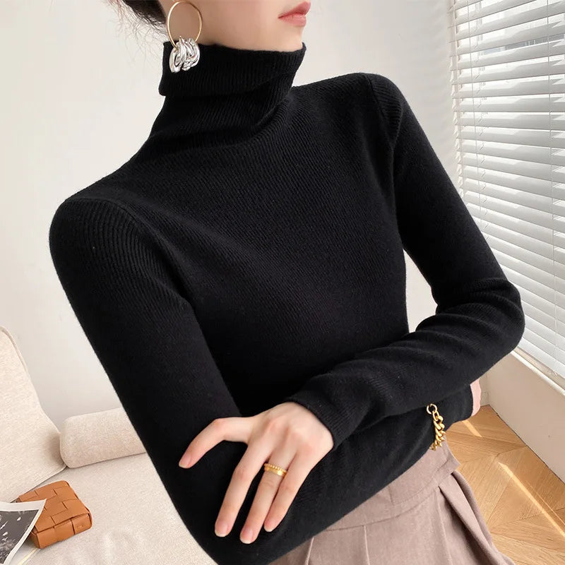 
                  
                    Women Sweater Winter Cashmere Turtleneck Warm Knitwear Korean Casual Solid Bottoming Shirt Fashion Knit Pullovers Brown Sweater
                  
                