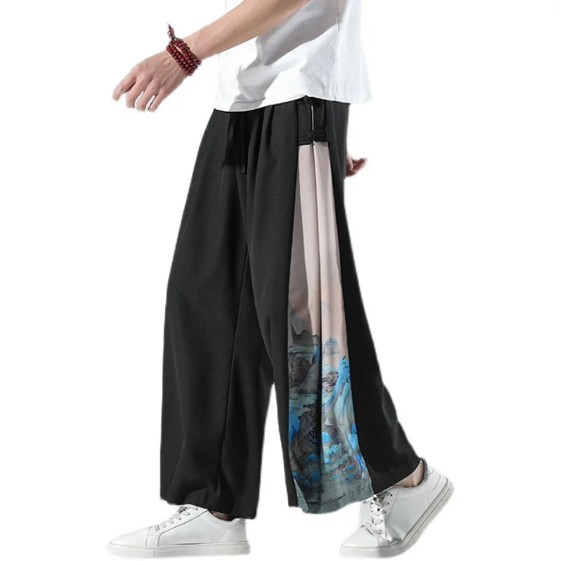 
                  
                    New Japanese Loose Mens Wied Leg Pants Casual Trousers Oversized Elastic Waist Jogging Pants Women Men Fashion Sweatpants
                  
                