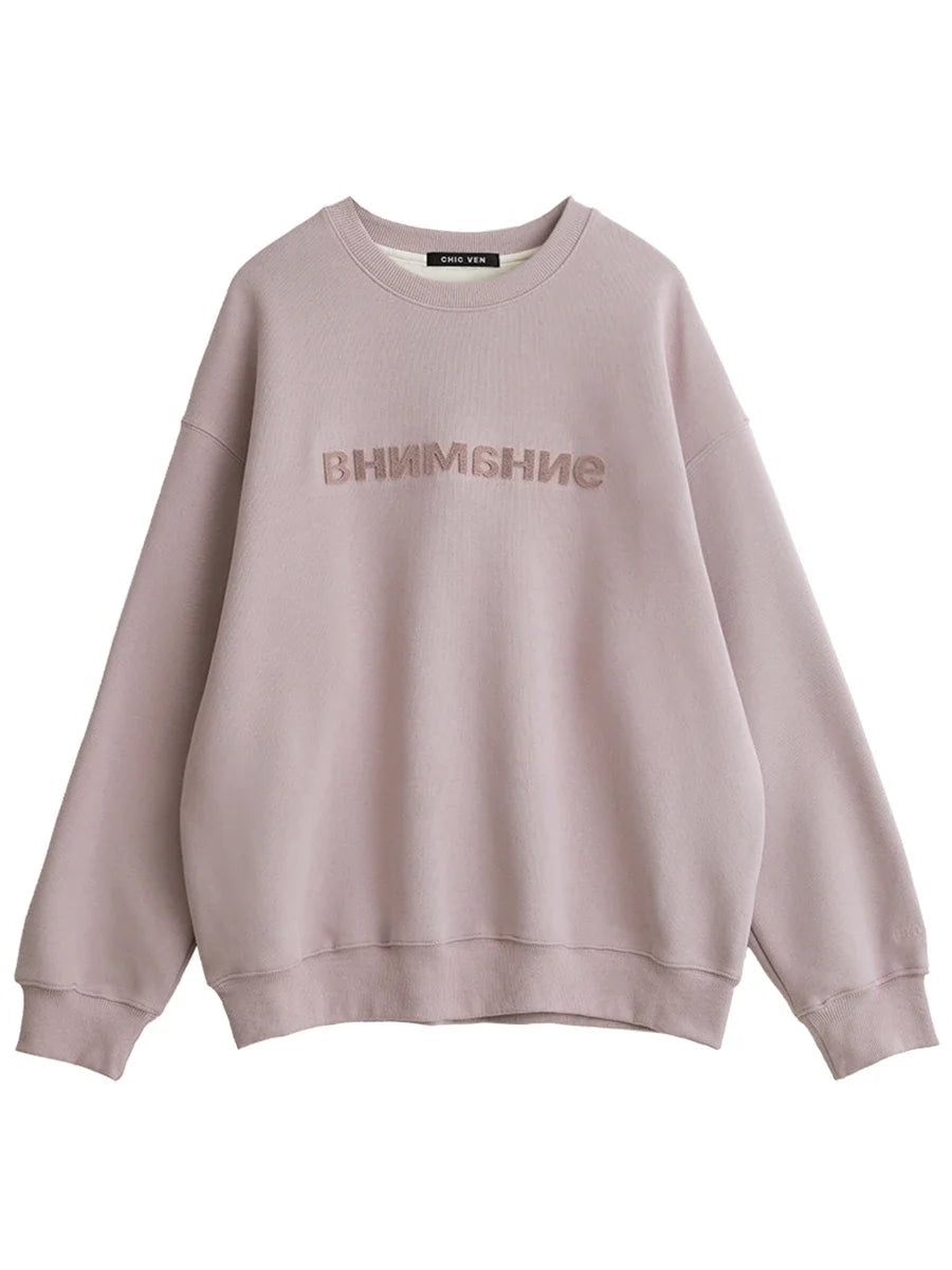 
                  
                    CHIC VEN Women Sweatshirts Casual Streetwear Pullover Loose New O Neck Embroidered Letter Plush Female Top Spring Autumn 2024
                  
                