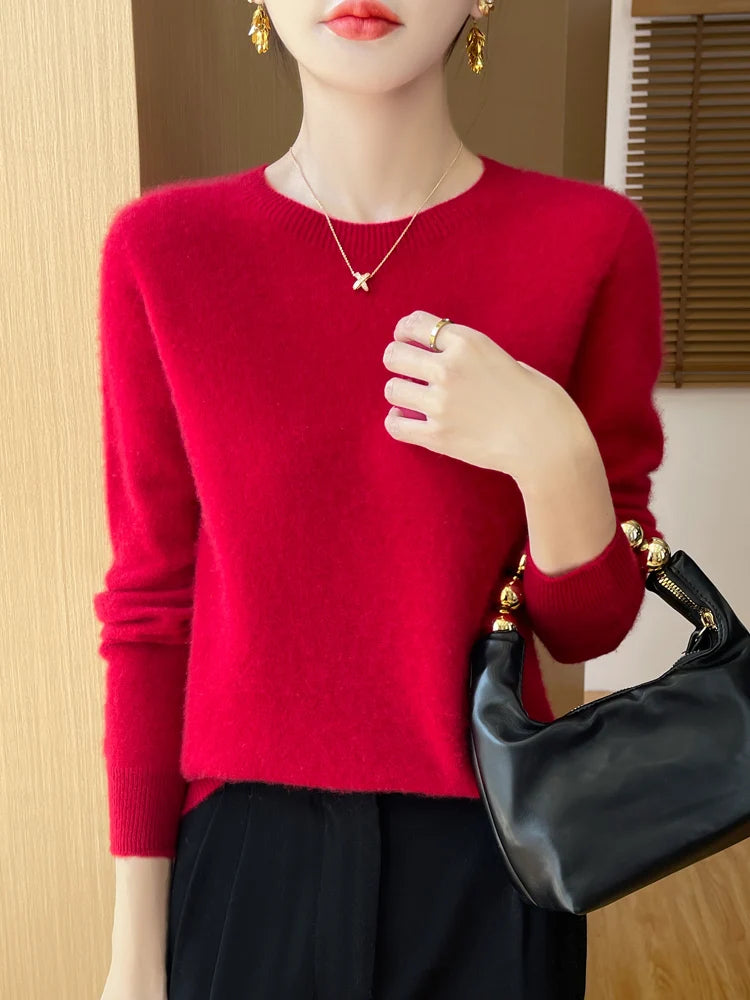 
                  
                    MOUNT Autumn Winter Women Clothing O-Neck Pullover 100% Merino Wool Sweater New Fashion Cashmere...
                  
                