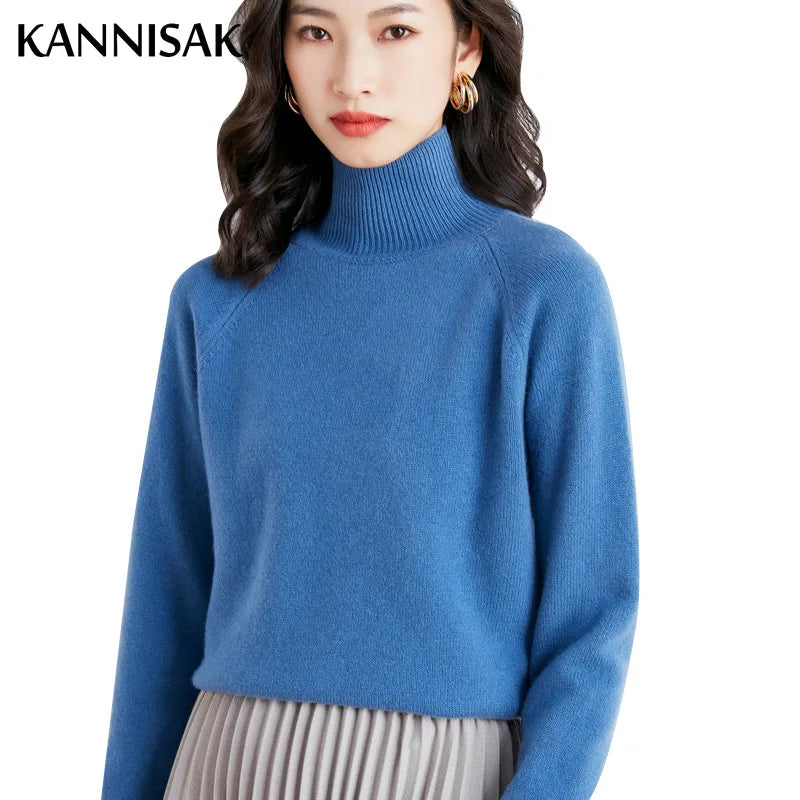 
                  
                    MOUNT Autumn Winter Women Sweater Turtleneck Long Sleeve Pullovers Brown Solid Jumper Cashmere...
                  
                