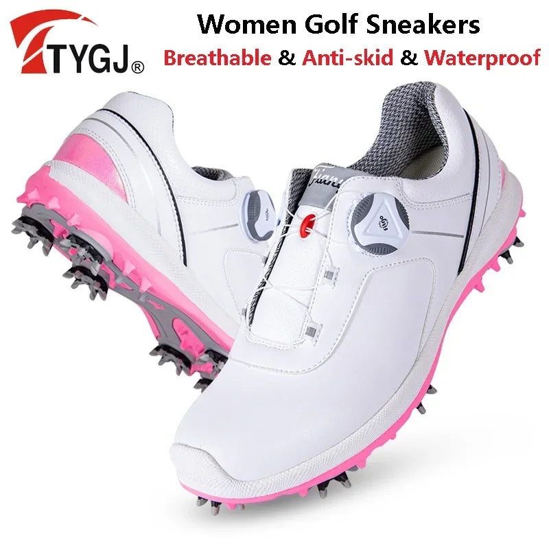TTYGJ Microfiber Waterproof Golf Shoes Women Anti-skid Spike