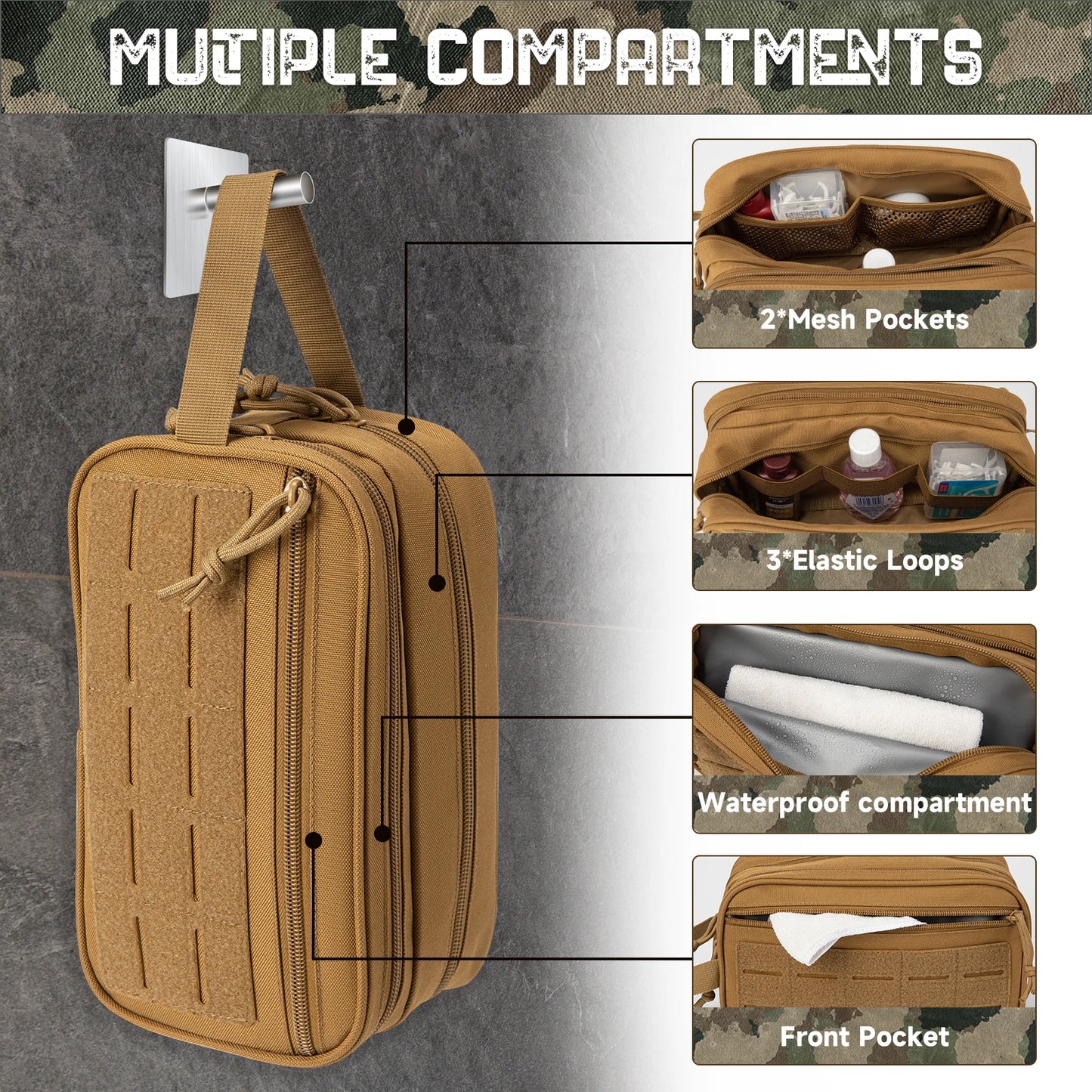 
                  
                    MOUNT Tactical Toiletry Bag For Men/women Hygiene Bag Tool Molle Pouches Small Hanging Dopp Kit Mens Shaving Kit Travel shower Bag
                  
                