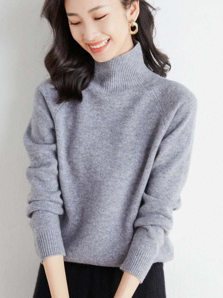 
                  
                    MOUNT Autumn Winter Women Sweater Turtleneck Long Sleeve Pullovers Brown Solid Jumper Cashmere...
                  
                