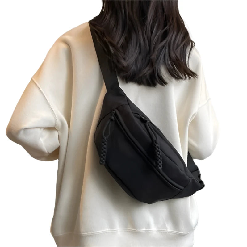 Waist Bag Women New Canvas Leisure Portable Zipper Korean Style Canvas Chest Bag Shoulder Bag Waist Bag Sports