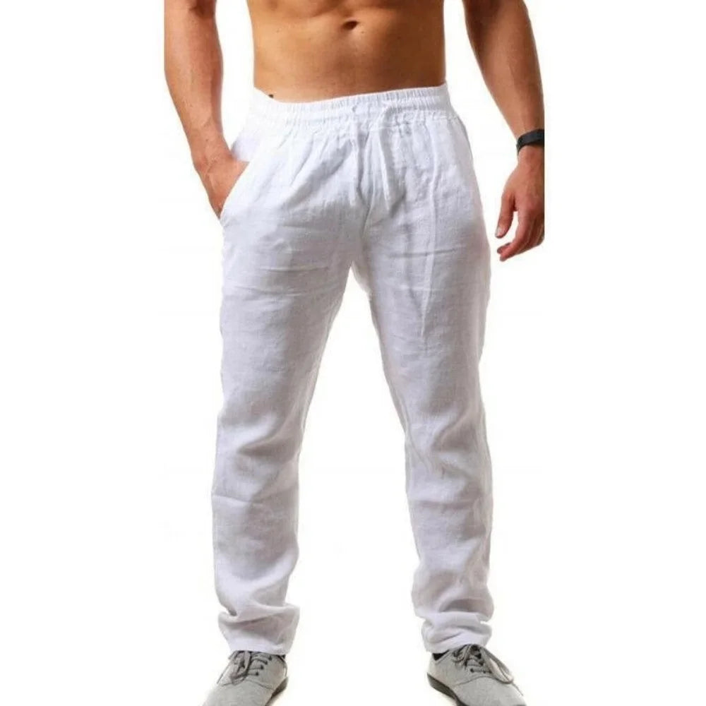 MOUNT Men's Cotton Linen Pants Male Autumn New Breathable Solid Color Linen Trousers Fitness...