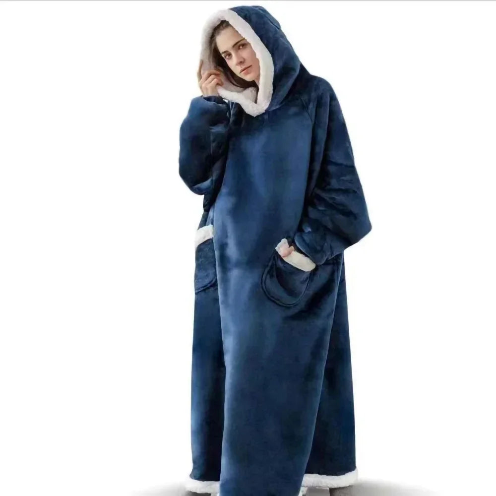 
                  
                    Hooded Pajamas Super Long Flannel Blanket Pyjamas Pullover Fleece Outdoor Wearable Nightgown Sleeves Winter Oversized Hoodies
                  
                