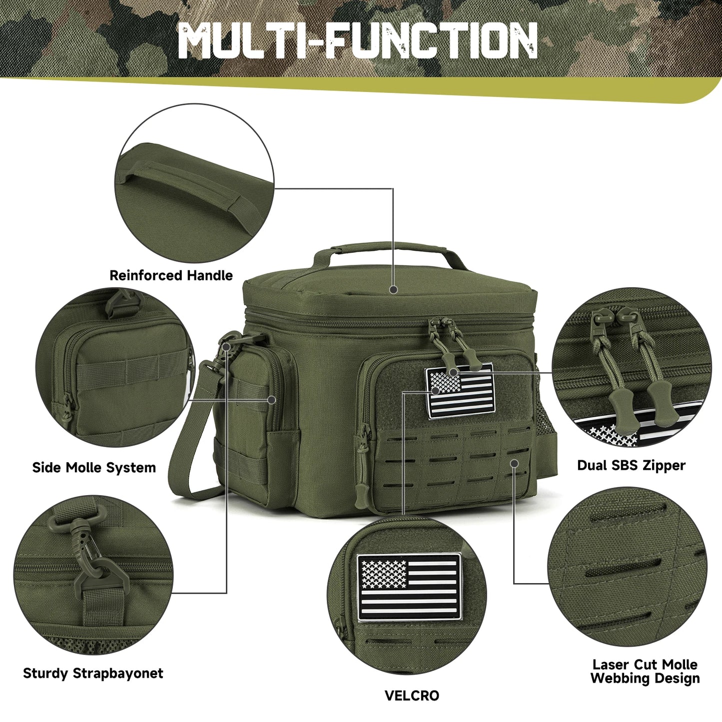 
                  
                    MOUNT Tactical Lunch Box for Men Outdoor Heavy Duty Lunch Bag Work Leakproof Insulated Durable Thermal Cooler Bag Meal Camping Picnic
                  
                