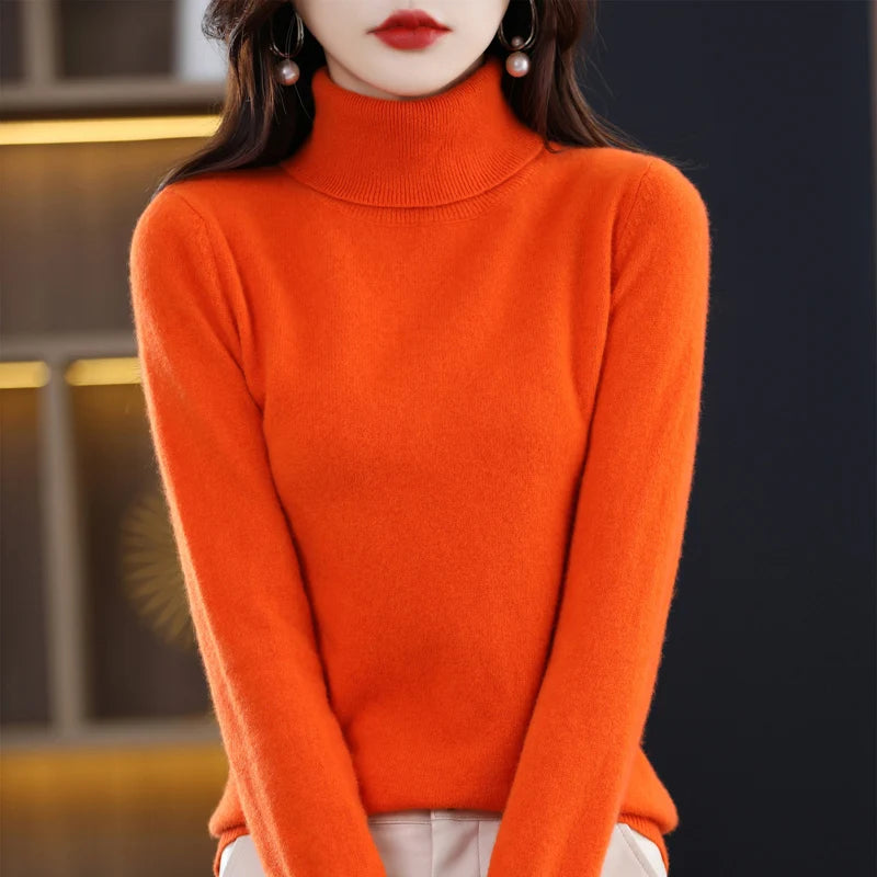 
                  
                    Wool Cashmere Sweater Women's Pullover Long Sleeve Autumn and winter High Turn-Down Collar Knit Sweater High Quality Jumper Top
                  
                