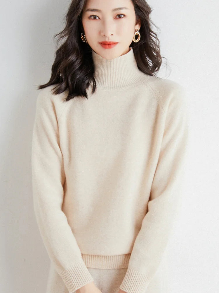 
                  
                    MOUNT Autumn Winter Women Sweater Turtleneck Long Sleeve Pullovers Brown Solid Jumper Cashmere...
                  
                