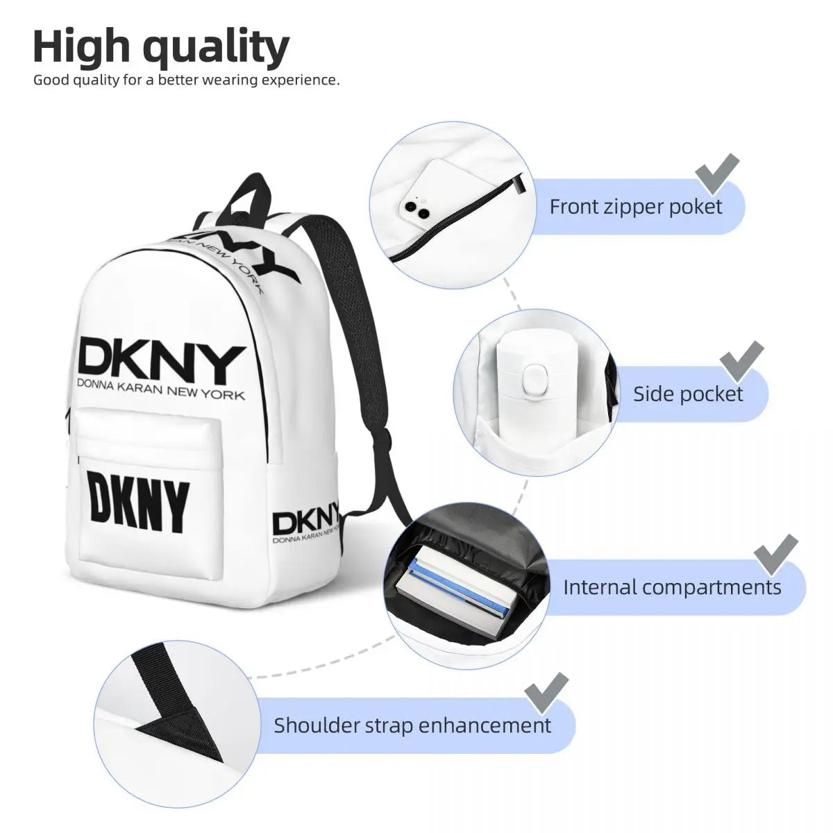 
                  
                    DKNYs Fashion Backpack Sports Student Business Daypack for Men Women Laptop Canvas Bags
                  
                