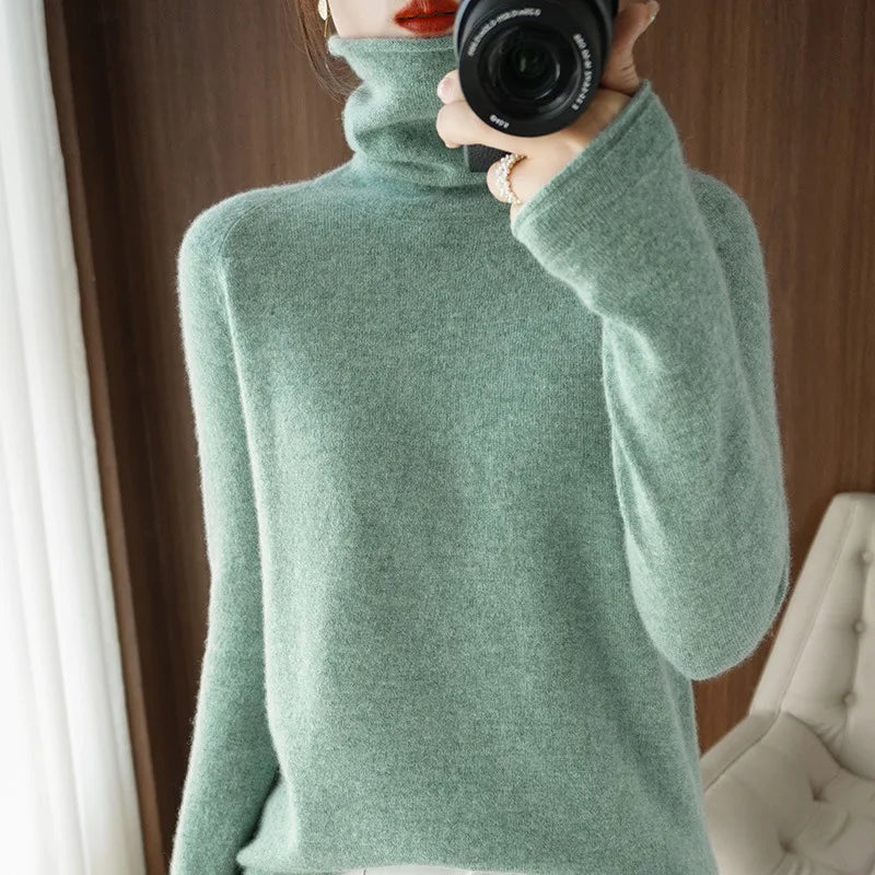 
                  
                    MOUNT Autumn Winter Women Sweaters Turtleneck Long Sleeve Solid Slim Fit Basic Knit Tops Warm...
                  
                