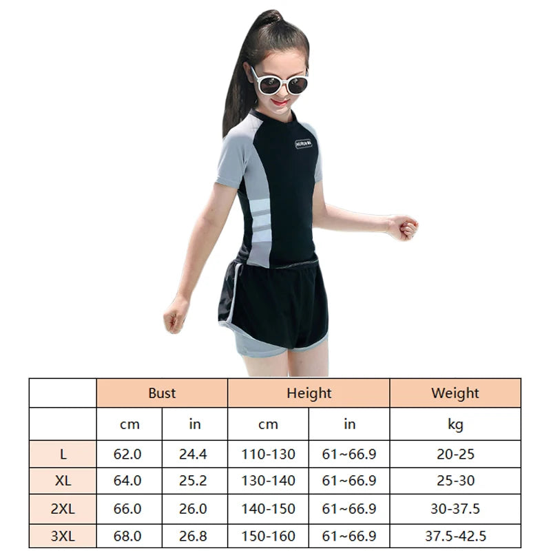 
                  
                    Children's Swimsuit Cute Summer Kids Girl Split Swimsuit Short Sleeve Sunscreen Swimsuits Summer Professional Swimming Suit
                  
                