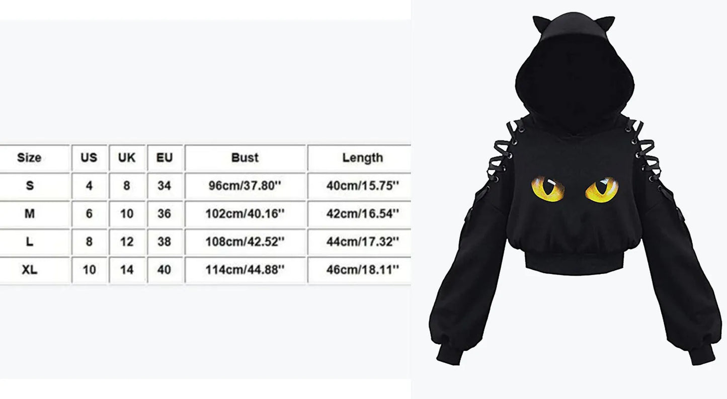 
                  
                    Harajuku Women Summer Top Long Sleeveless Cute Cat Ear Hooded Pullover Lace Up Sweatshirt Hollow Out Lace Up Hoodies Short Top
                  
                