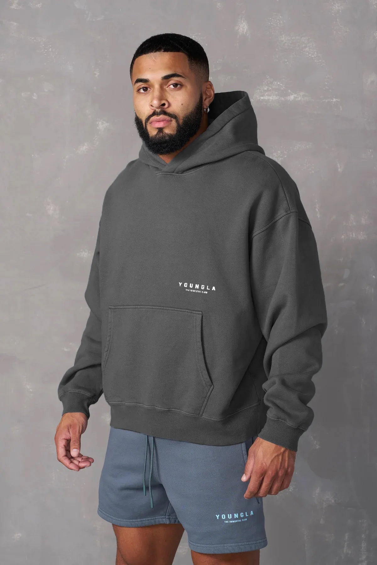 
                  
                    YOUNG Men's casual oversized pullover hoodie, double-layer composite fabric printed jacket, sports and fitness sweatshirt
                  
                