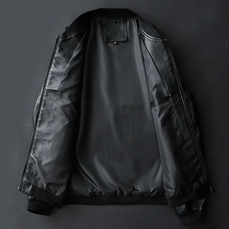 
                  
                    2024 Autumn New Men Black Biker PU Leather Coat Korean Fashion Men Pu Leather Jacket Trend Casual Fit Slim Baseball Clothes 8Xl
                  
                