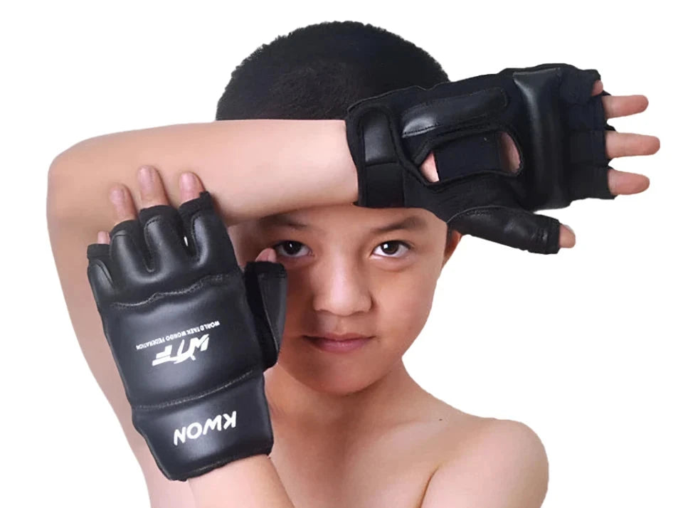 GOBYGO Half Fingers Kids Sandbag Training Boxing Gloves PU Leather Fitness Sparring Taekwondo Gloves Fighting Hand Protector