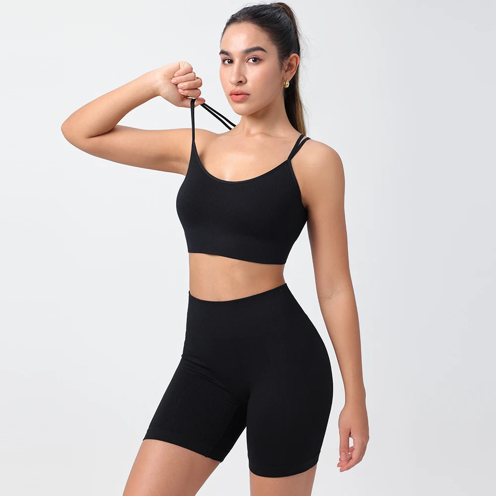 
                  
                    Seamless Yoga Set 2 Pieces Gym Suits With Shorts Crop Top Sexy Bra Women's Tracksuit Running Workout Outfit Fitness Clothing
                  
                