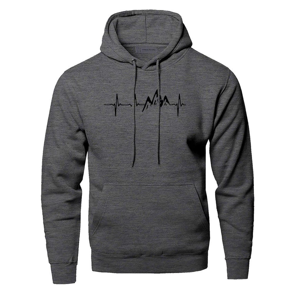 
                  
                    Men's Mountain Heartbeat Print Hoodies Sweatshirt Spring Autumn Long Sleeve Hooded Sweatshirt Black Gray Hoodie Sportswear
                  
                