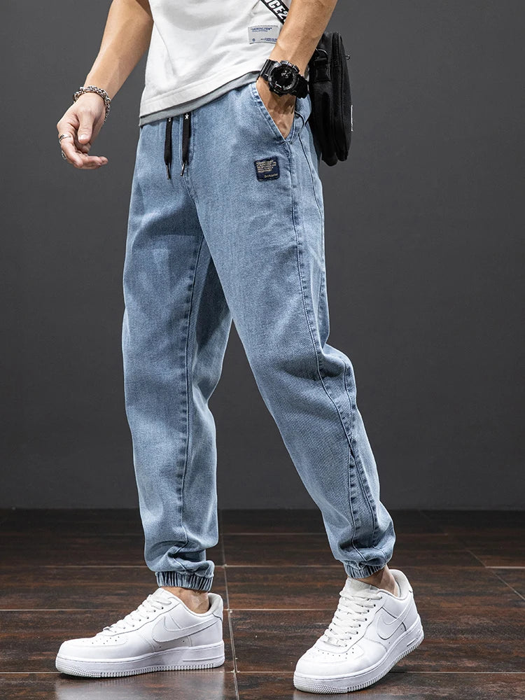 MOUNT Spring Summer Black Blue Cargo Jeans Men Streetwear Denim Jogger Pants Men Baggy Harem Jean Trousers Plus Size 6XL 7XL 8XL