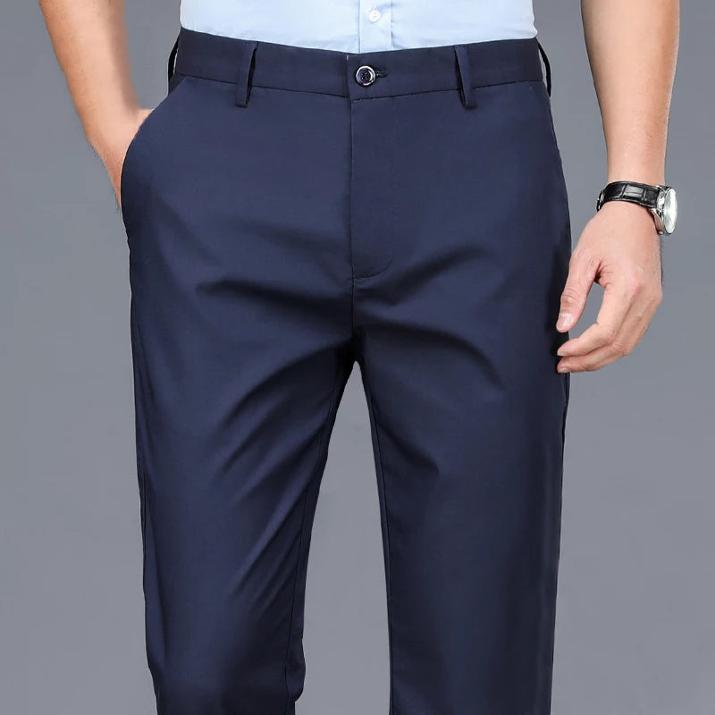 
                  
                    Male Smart Casual Pants Stretchy Sports Men's Fast Dry Trousers Spring Autumn Full Length Straight Office Black Navy Work Pants
                  
                