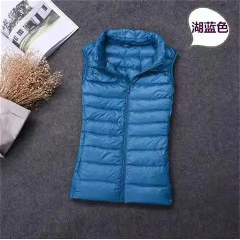 
                  
                    2023 White Duck Down Jacket Women Vest Autumn Winter Sleeveless Waistcoat Warm Lightweight Puffer Jacket Female Tops Outwear 8XL
                  
                