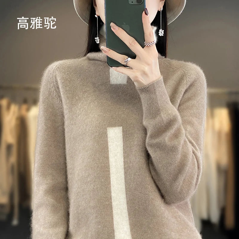 
                  
                    MOUNT Lafarvie Mink Cashmere Turtleneck Sweater Women Autumn Winter Coloth Soft Warm Jumper Pull...
                  
                