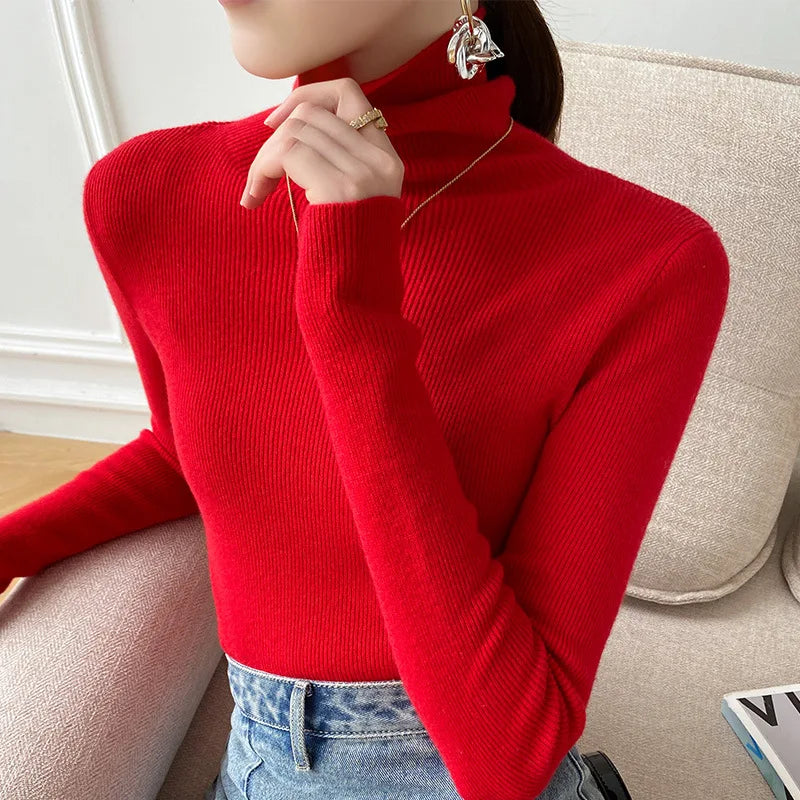 
                  
                    Women Sweater Winter Cashmere Turtleneck Warm Knitwear Korean Casual Solid Bottoming Shirt Fashion Knit Pullovers Brown Sweater
                  
                